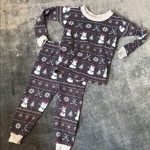 Petit Lem Snowman Hockey Pattern Kids Pajamas